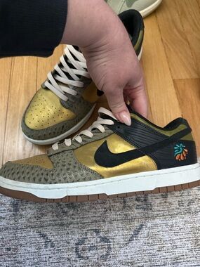 Nike Dunk Low Metallic Gold Sneakers